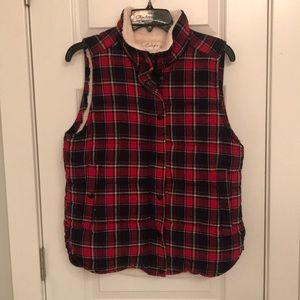 Plaid fleece lined vest